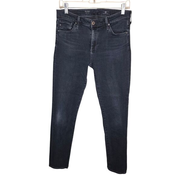 Ag Adriano Goldschmied The Prima Cigarette Skinny Dark Blue Denim Jeans Size 28 - Picture 1 of 7